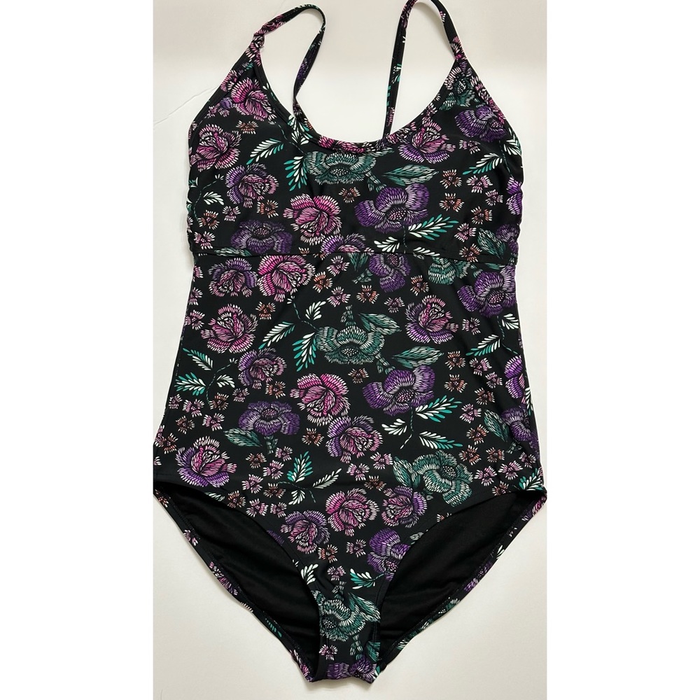 Playa Swim Size M One Piece Swimsuit Floral Lined Built In Padded Bra Adjustable